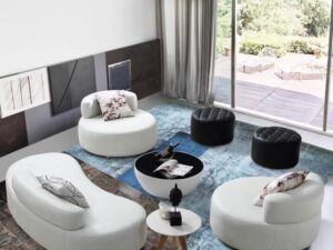Modern Curved Lounge Sofa Set | Sculptural Round Upholstered Seating for Commercial Spaces