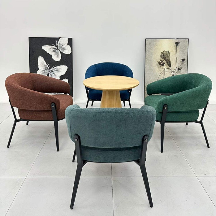 Modern Curved Lounge Chair | Upholstered Business Meeting Chair with Metal Frame