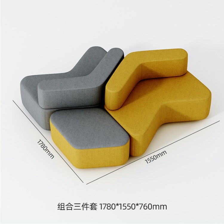 Sculptural Modular Public Lounge Sofa | Flexible Color-Block Seating System - Image 5