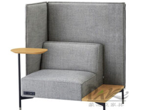 Modern High-Back Office Lounge Chair | Integrated Side Tables & Power Outlet for Commercial Spaces