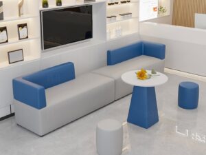 Modern Blue and Gray Modular Sofa for Reception and Waiting Areas
