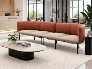 Modern Curved Modular Sofa | Two-Tone Commercial Reception Lounge Sofa