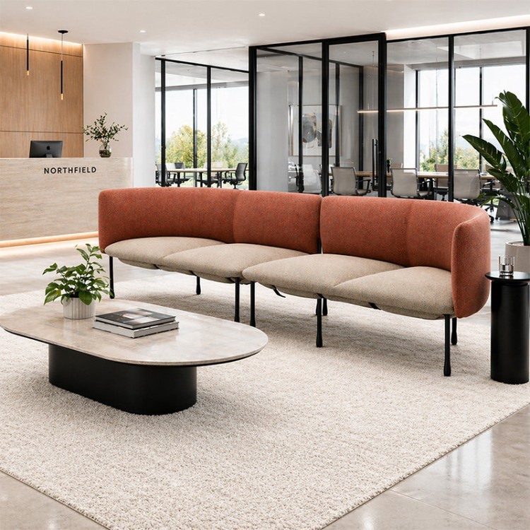 Modern Curved Modular Sofa | Two-Tone Commercial Reception Lounge Sofa