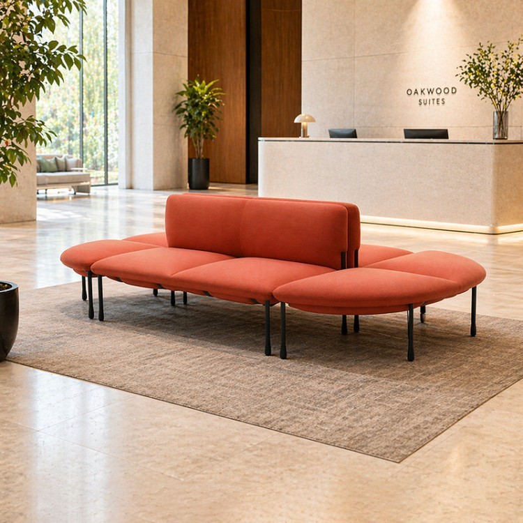 Modern Curved Modular Sofa | Two-Tone Commercial Reception Lounge Sofa - Image 2