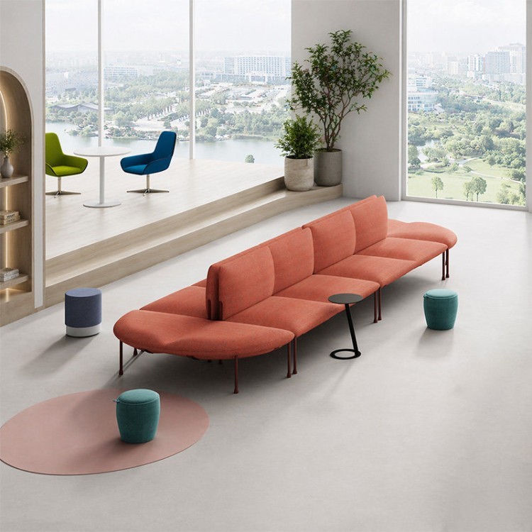 Modern Curved Modular Sofa | Two-Tone Commercial Reception Lounge Sofa - Image 3