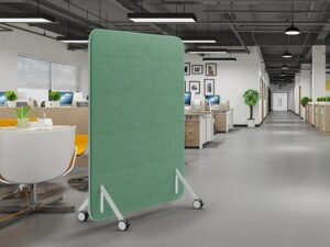 Mobile High-Back Office Screen | Upholstered Space Divider with Casters