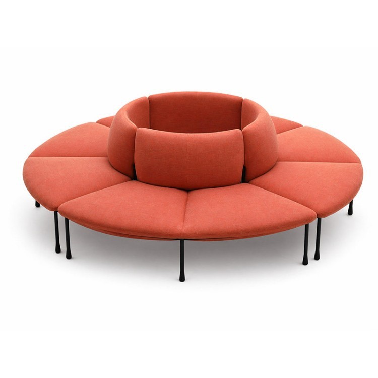 Modern Curved Modular Sofa | Two-Tone Commercial Reception Lounge Sofa - Image 5