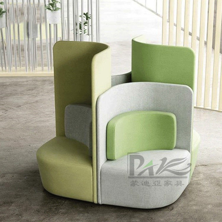 Modern Multi-Directional Upholstered Lounge Chair | Color-Block Design for Offices & Public Spaces