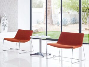 Modern Upholstered Reception Chair with Chrome Metal Legs