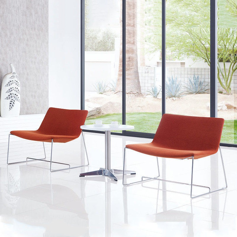 Modern Upholstered Reception Chair with Chrome Metal Legs