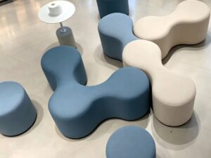 Modern Sculptural Modular Ottoman Set | Creative Curved Commercial Lounge Seating