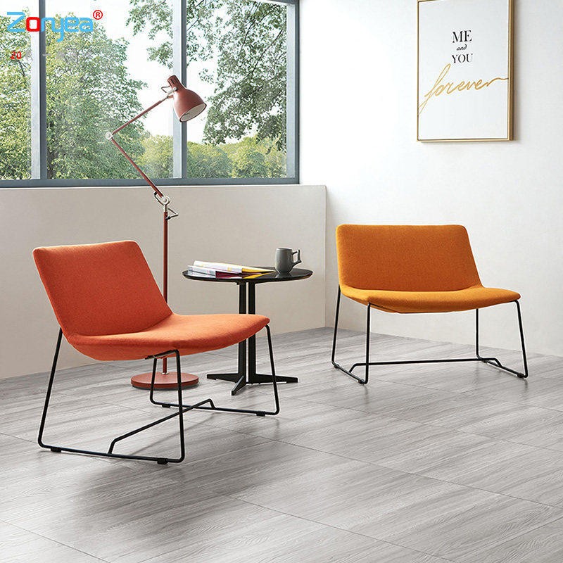 Modern Upholstered Reception Chair with Chrome Metal Legs - Image 2