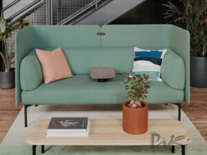 Modern High-Back Enclosed Two-Seater Sofa | Textured Upholstery for Office Lounges & Commercial Spaces