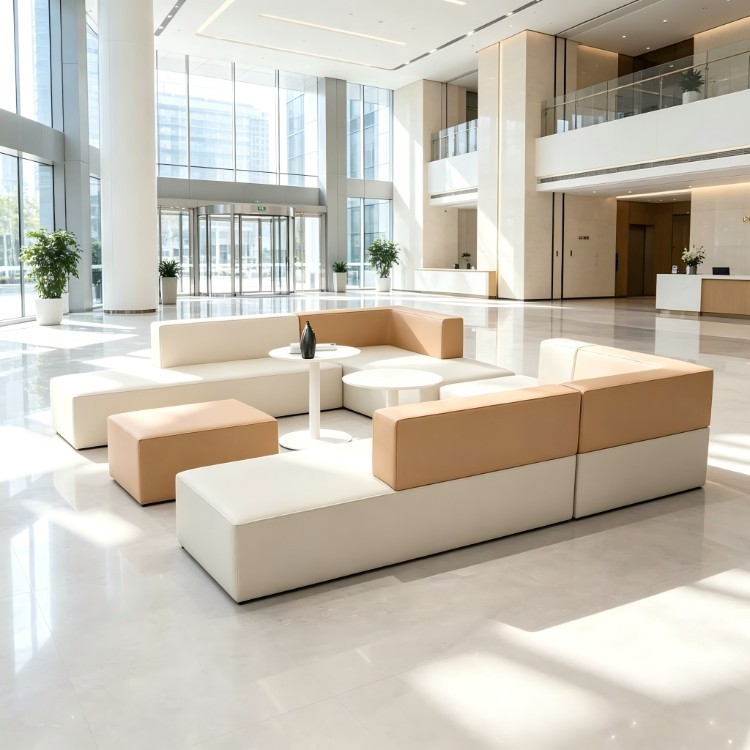 Modern Modular Sectional Sofa | Two-Tone Gray Commercial Lounge Seating - Image 3