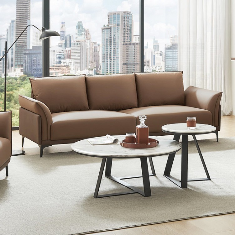 Modern Minimalist Three-Seater Sofa | Rounded Armrests for Office Reception & Commercial Lounges - Image 3