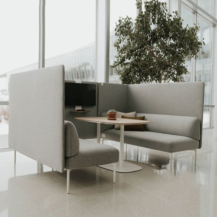 Modern High-Back Enclosed Two-Seater Sofa | Textured Upholstery for Office Lounges & Commercial Spaces - Image 3