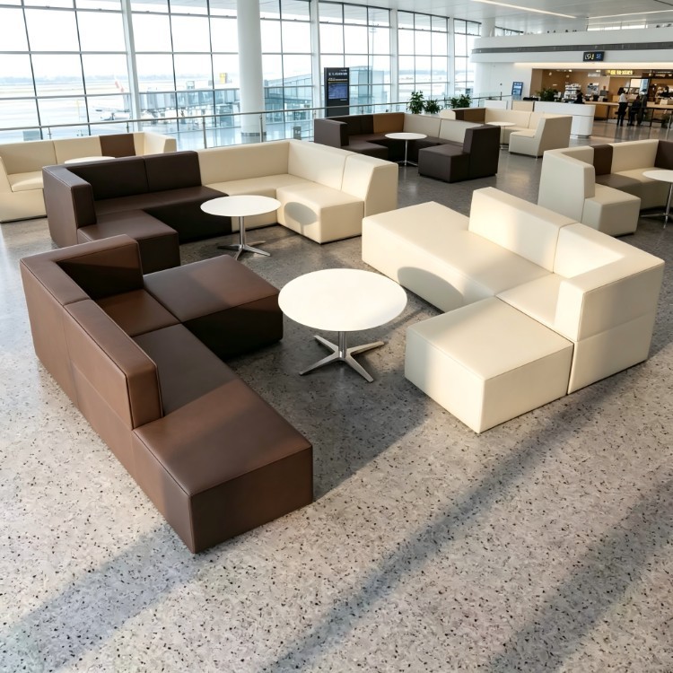 Modern Modular Sectional Sofa | Two-Tone Gray Commercial Lounge Seating - Image 4