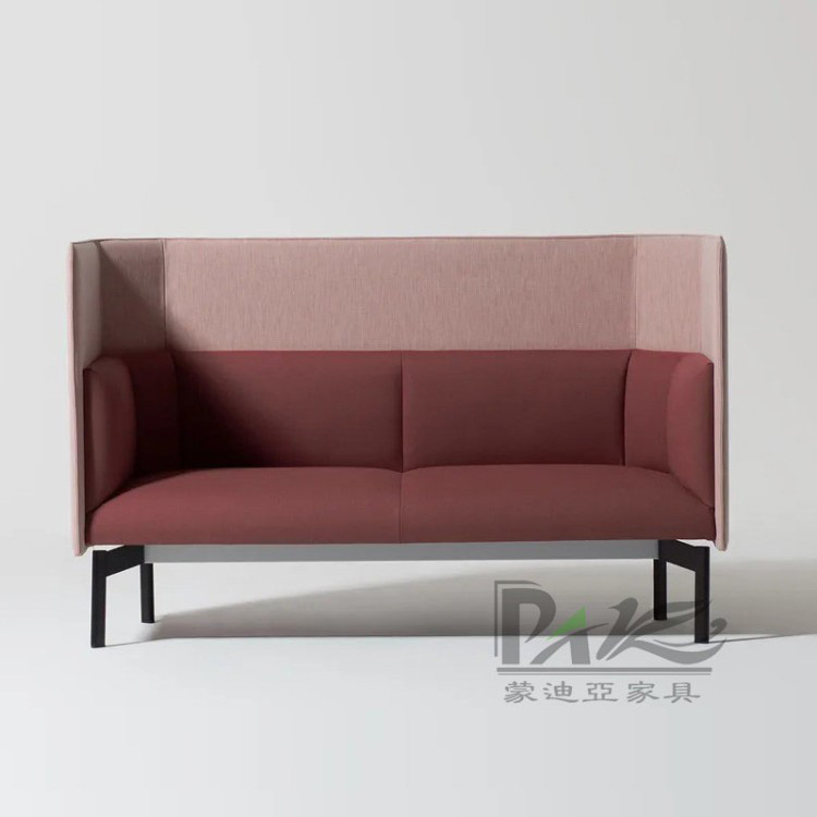 Red High-Back Two-Seater Booth Sofa | Enclosed Seating Design for Office Meetings & Commercial Lounges - Image 2