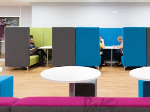 Modern High-Back Booth Seating Sofa | Color-Block Upholstery for Offices & Public Spaces
