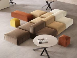 Multicolor Modular Lounge Seating System for Commercial Spaces