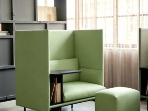 High-Back Privacy Work Sofa | Single-Person Focus & Reading Lounge Seat