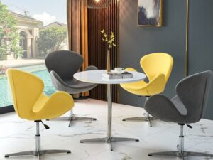 Modern Curved Swivel Lounge Chair | Luxury Accent Chair for Office & Reception Spaces
