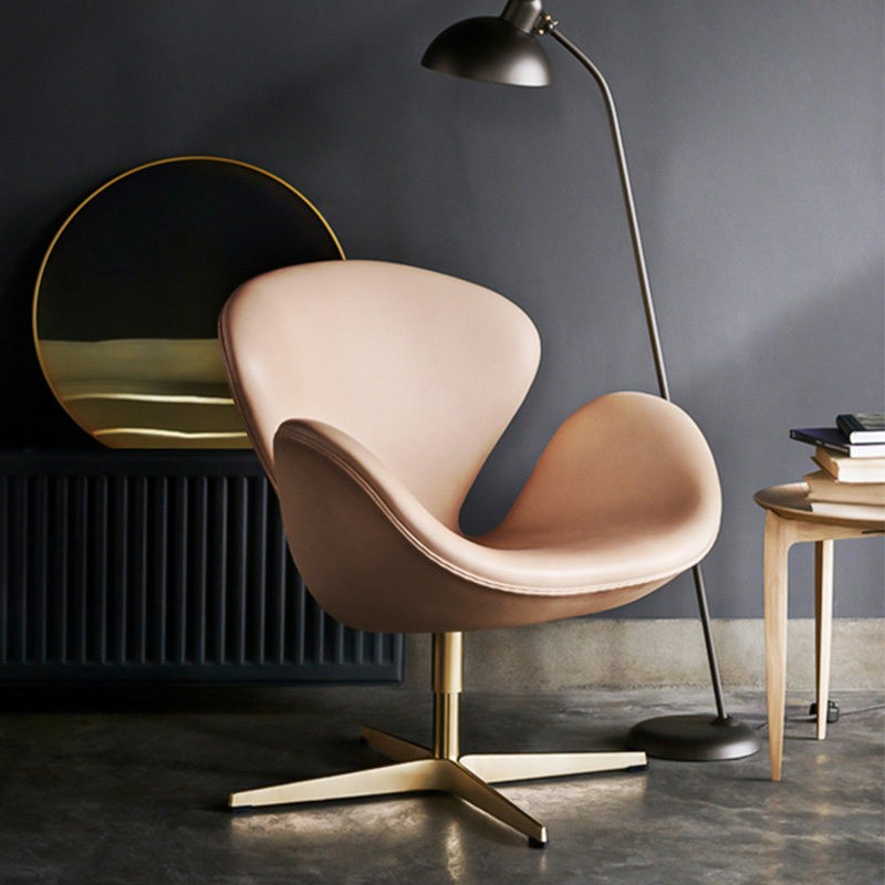 Retro Cognac Brown Upholstered Lounge Chair with Swivel Base - Image 2