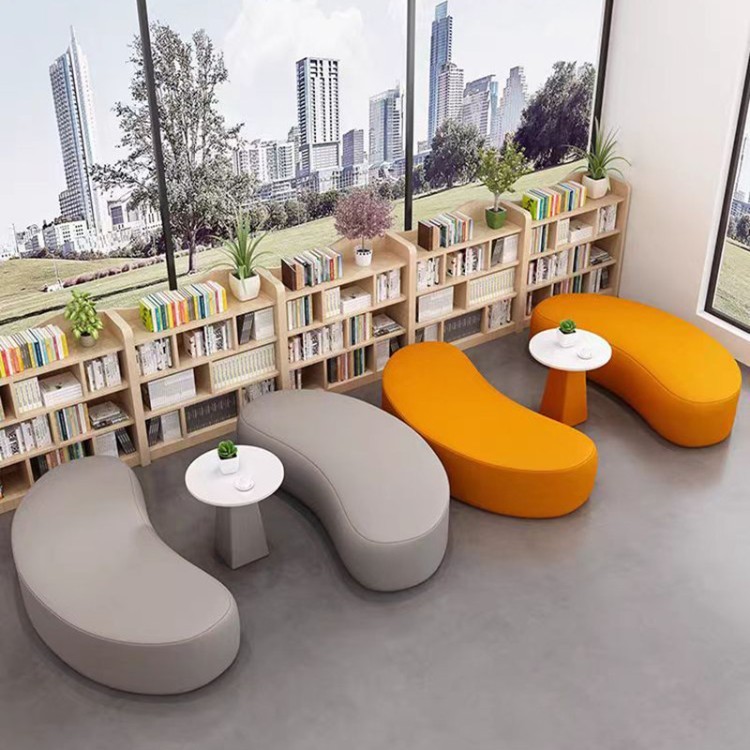 Modern Curved Modular Lounge Bench | Sculptural Design & Color-Block Upholstery for Libraries and Commercial Spaces