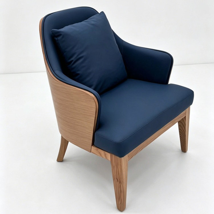 Modern Wood-Frame Upholstered Lounge Chair | Business Reception Armchair - Image 2