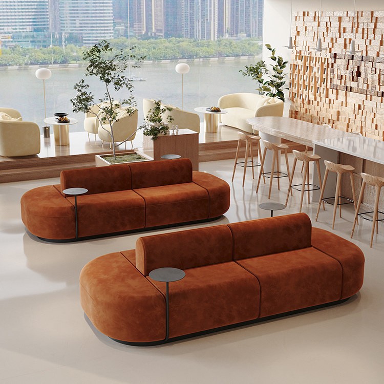 Modern Blue Modular Lounge Sofa with Rounded Edges - Image 2