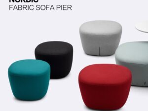 Nordic Minimalist Upholstered Ottoman | Rounded Design in Multiple Colors for Commercial Lounges & Public Spaces