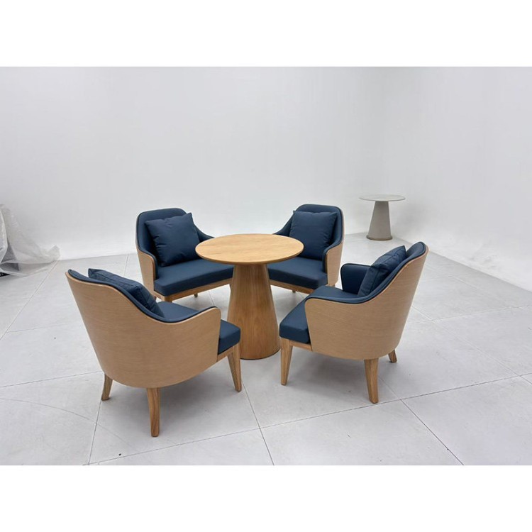Modern Wood-Frame Upholstered Lounge Chair | Business Reception Armchair