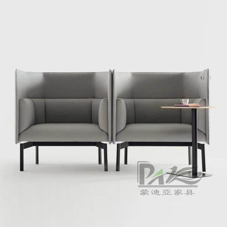 Red High-Back Two-Seater Booth Sofa | Enclosed Seating Design for Office Meetings & Commercial Lounges - Image 3