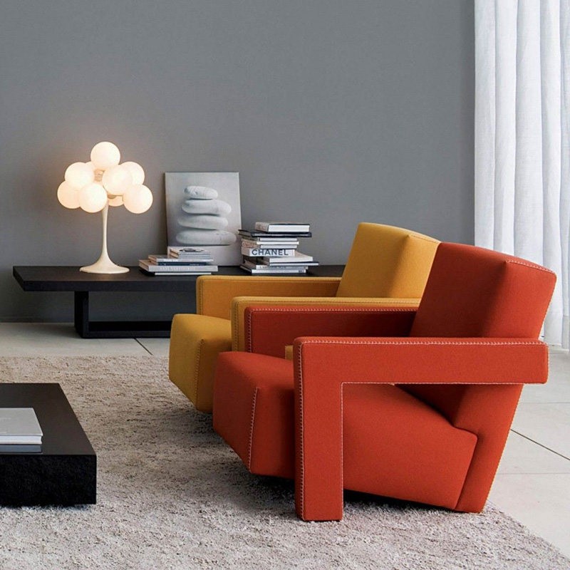 Modern Black Upholstered Reception Lounge Chair with Geometric Armrests - Image 4