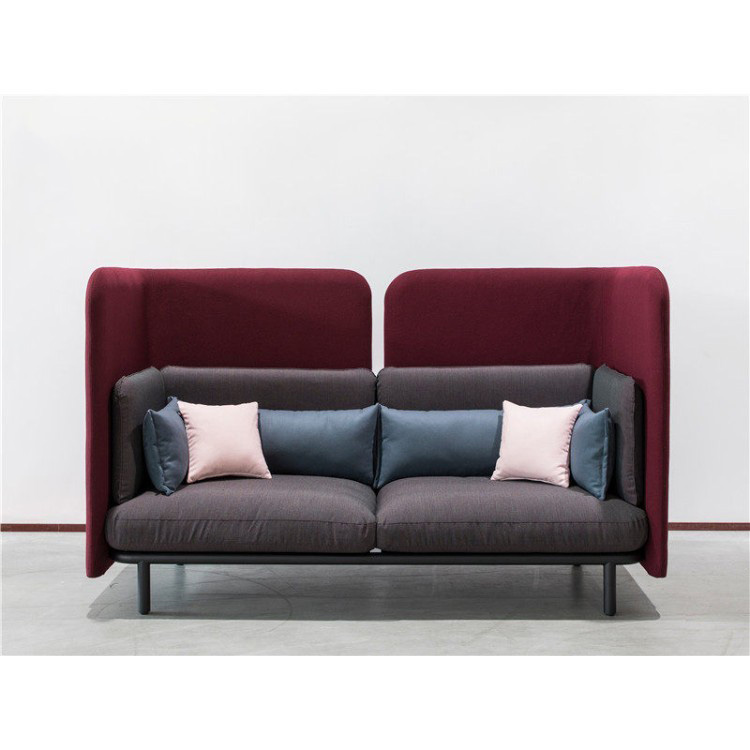 Modern High-Back Two-Seater Sofa | Enclosed Backrest Design for Office Lounges & Commercial Reception Areas