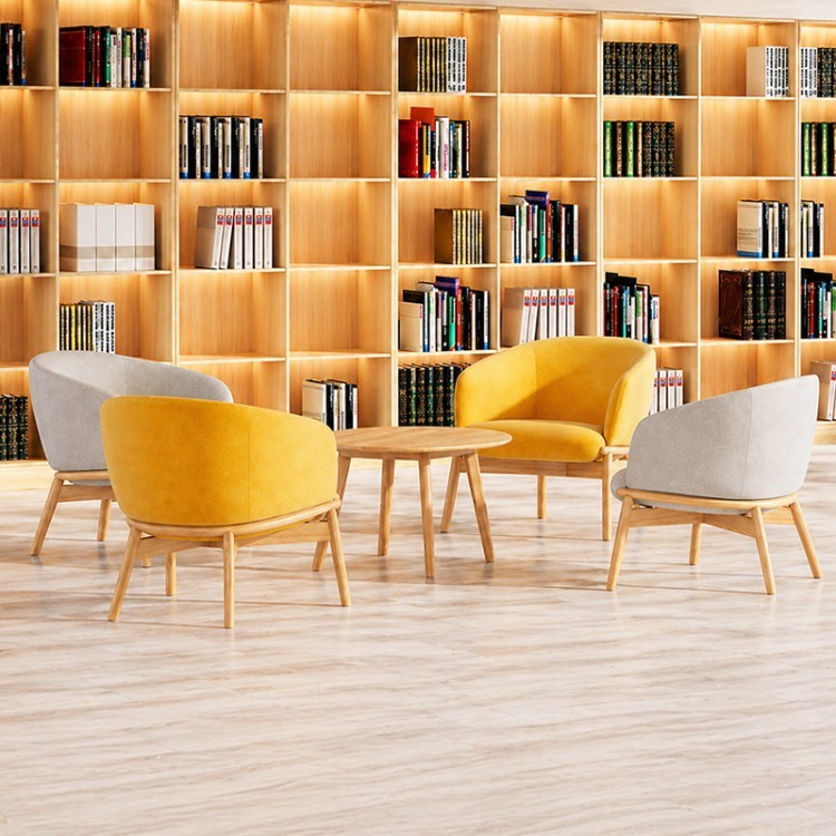 Modern Wood-Frame Lounge Armchair | Curved Business Reception Chair - Image 2