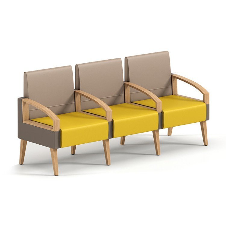 Hospital Waiting Room Chairs | Upholstered Public Seating with Wooden Armrests - Image 4