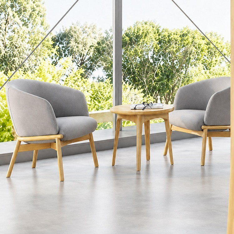 Modern Wood-Frame Lounge Armchair | Curved Business Reception Chair - Image 4