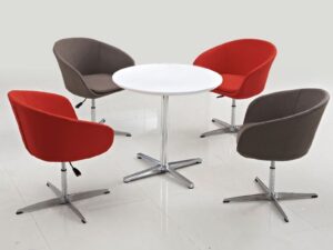 Modern Upholstered Swivel Lounge Chair with Curved Backrest