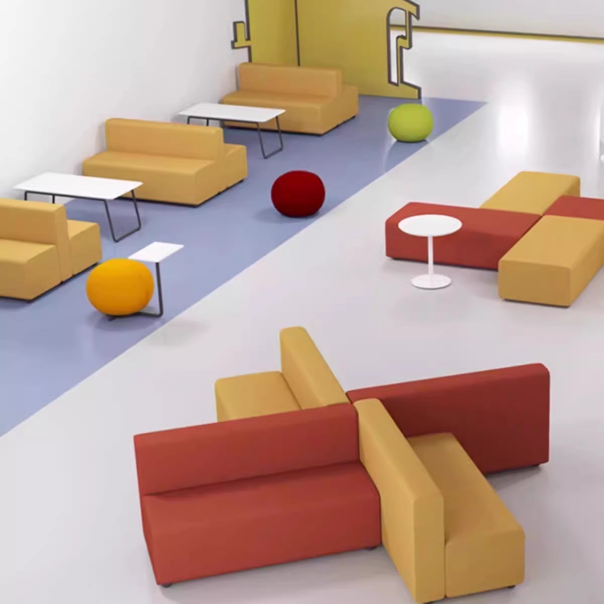 Two-Tone Modular Sofa for Commercial Lounges and Meeting Areas
