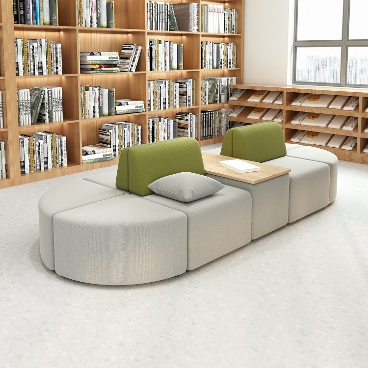 Modular Reading Sofa | Rounded Sectional Seating with Integrated Side Table