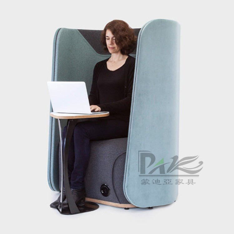 Modern High-Back Office Sofa | Privacy-Enclosed Seating with Integrated Work Table for Offices & Public Lounges - Image 3