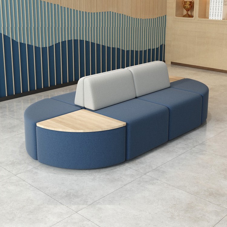 Modular Reading Sofa | Rounded Sectional Seating with Integrated Side Table - Image 3