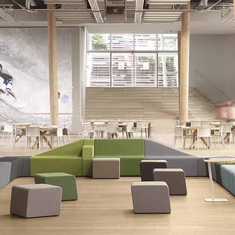 Modern Modular Reception Bench Seating with Colorful Upholstered Modules - Image 4