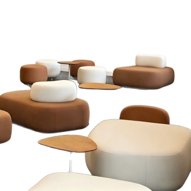 Pebble-Shaped Modular Reading Sofa | Modern Public Lounge Seating - Image 5