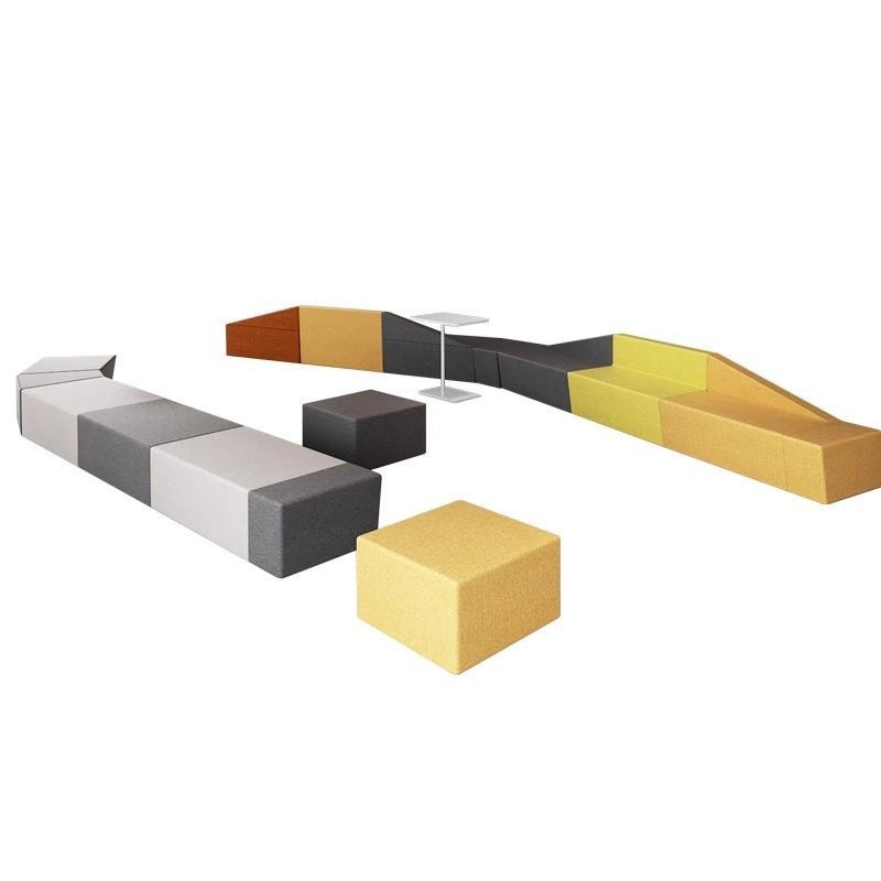 Modern Modular Reception Bench Seating with Colorful Upholstered Modules - Image 5