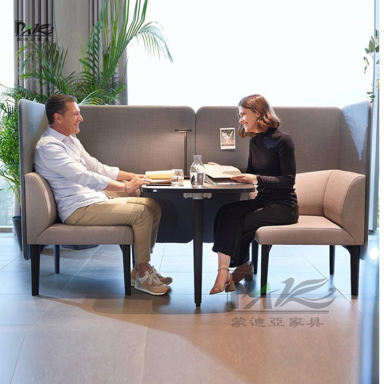 High-Back Office Booth Sofa | Face-to-Face Seating with Integrated Table for Meetings & Commercial Lounges - Image 2