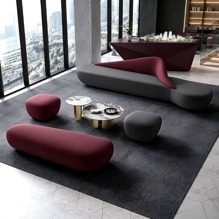 Modern Sculptural Modular Sofa | Flowing Public Lounge Seating - Image 3