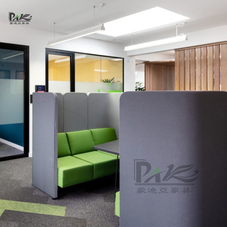 High-Back Office Booth Sofa | Face-to-Face Seating with Integrated Table for Meetings & Commercial Lounges - Image 4
